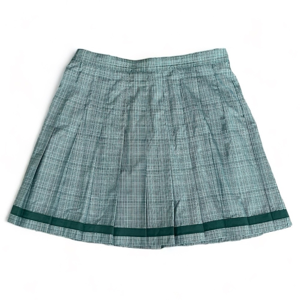 TAIL Green White Check Pleated Mini Skirt Golf Pickleball Vintage size 14 12 10